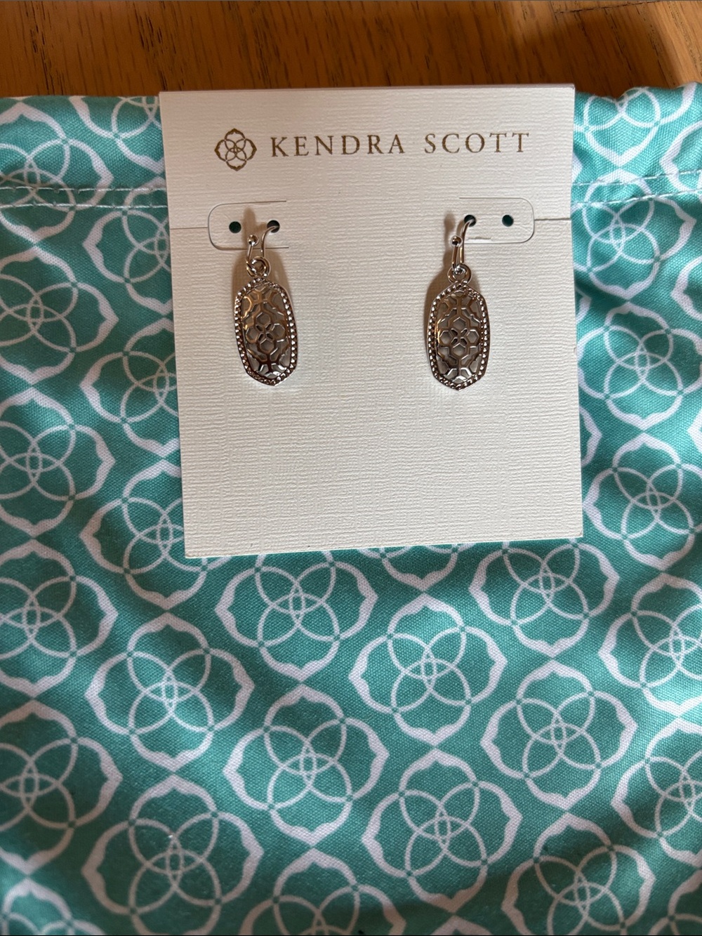 Kendra Scott Silver Filigree Oval Drop Earrings